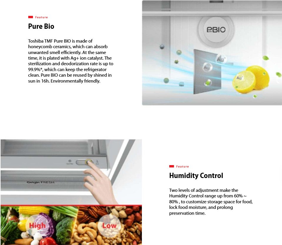 TOSHIBA 530L Inverter 2 Door Fridge Refrigerator GR-RT624WE-PMY(37) Satin Gray / GRRT624WEPMY37