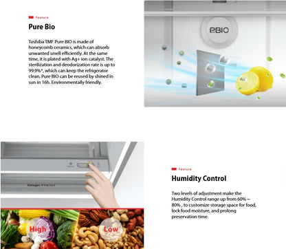 TOSHIBA 530L Inverter 2 Door Fridge Refrigerator GR-RT624WE-PMY(37) Satin Gray / GRRT624WEPMY37