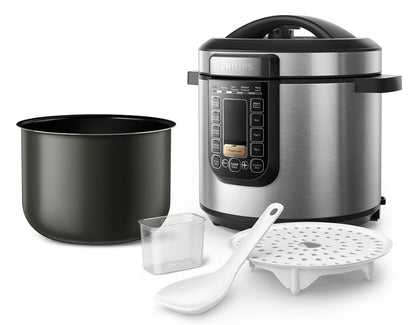 PHILIPS 6L All-in-One Multicooker HD2237/73 Pre-Set Cooking 9 safety protection Nutri Apps Meal Support pressure cooker HD2237
