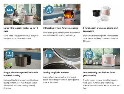 Philips 1.8L HD3008 1000 Series HD3008/31 (Pink)