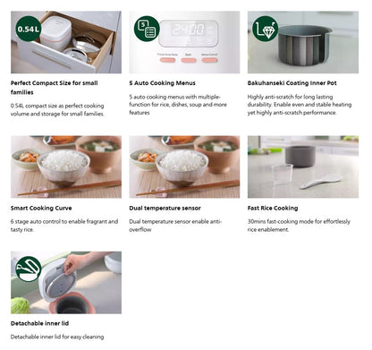 Philips 0.54L HD3064 3000 Series HD3064/62 (White and Pink) Periuk Nasi