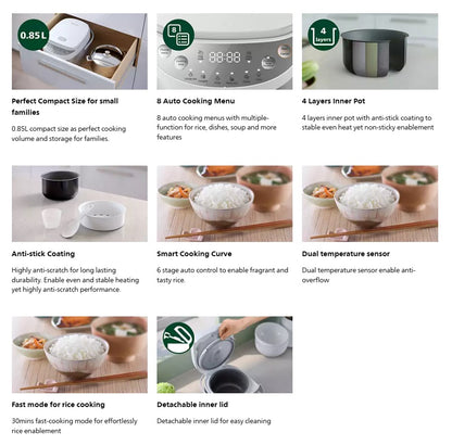 Philips 0.85L HD3170 Mini Rice Cooker 3000 Series HD3170/62 (White and stainless steel )