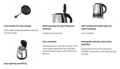 Philips 1.2L HD9303 Electric Jug Kettle HD9303/03 Stainless steel 1800W