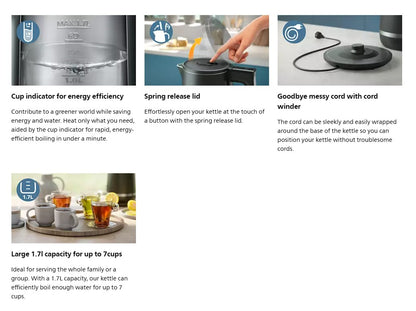 Philips 1.7L HD9395 Double Walled Kettle 5000 Series HD9395/90 (Black)