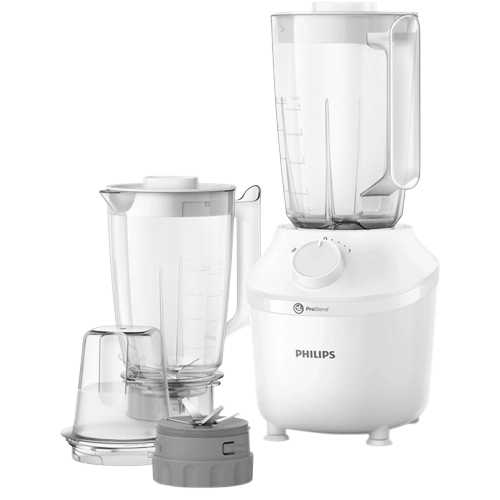 Philips 1L 3000 Series Blender HR2041/50 ProBlend System Blender (1L) with Mill + Additonal Jar HR2041 (White)
