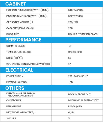 Hisense 192L Beverage Chiller HSC-191FLB/HSC191FLB