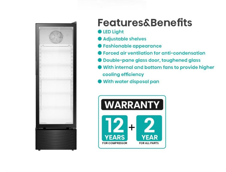 Hisense 251L Chiller HSC-271FLB Upright chiller / beverage cooler HSC271FLB