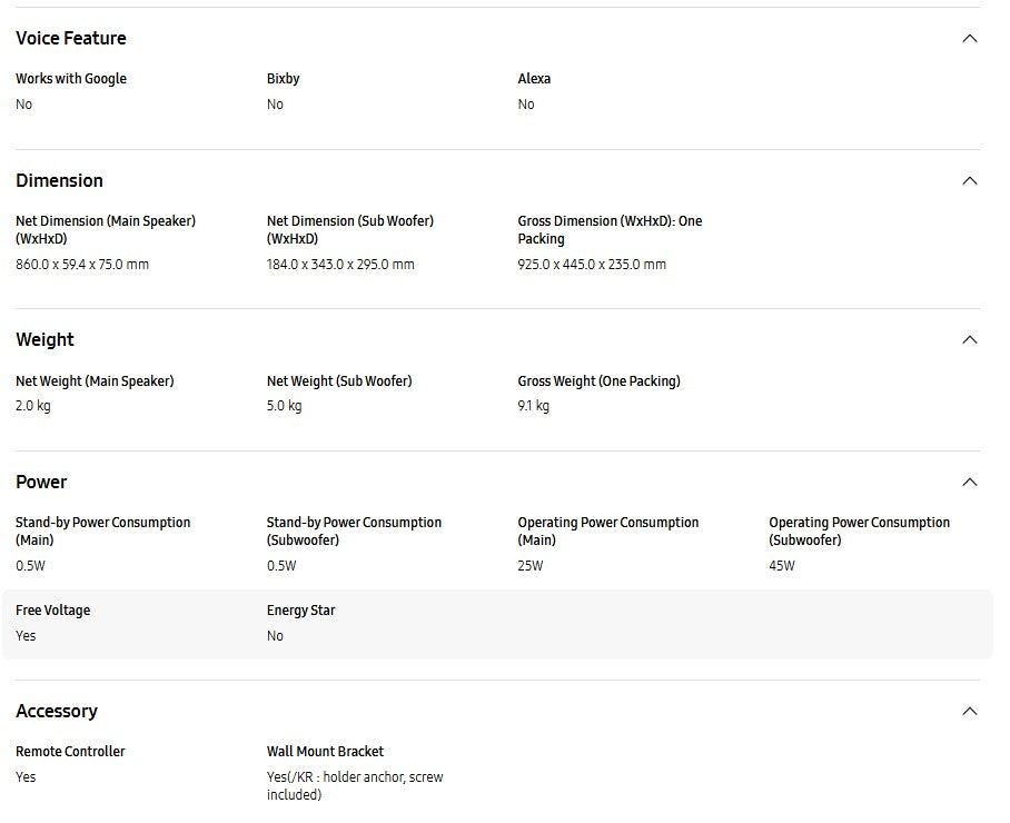 Samsung 3.1ch with Sub Woofer Dolby Audio HW-B650D/XM Sound Bar HWB650D