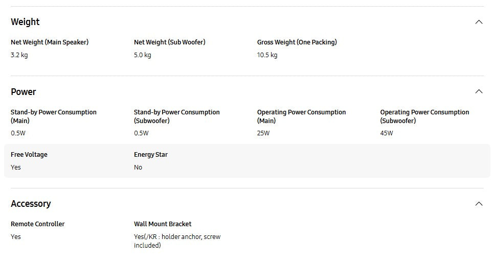 Samsung B-Series Soundbar HW-B750D 5.1ch with Sub Woofer HWB750D