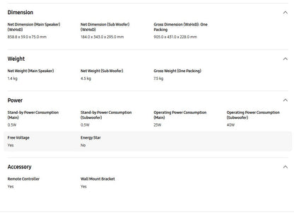 Samsung B-Series Soundbar HW-C450/XM 2.1ch with Sub woofer / HWC450 Sound bar