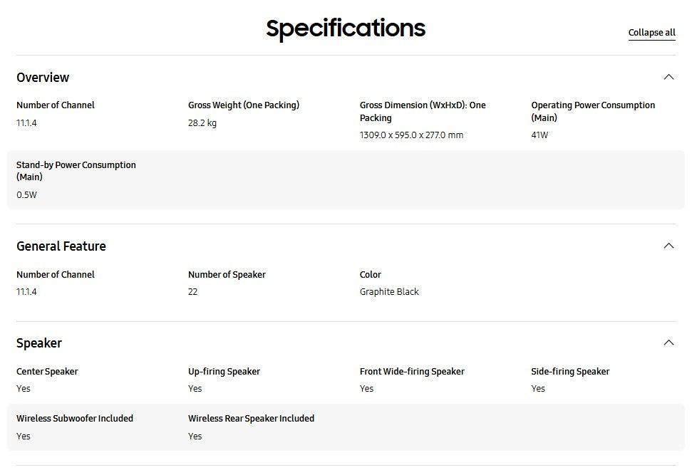 Samsung Q-series HW-Q990D with Sub woofer Soundbar (11.1.4ch) HWQ990D