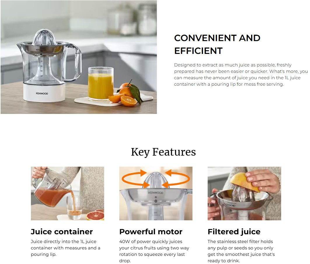 Kenwood Citrus Juicer JE290A White (40 Watt)