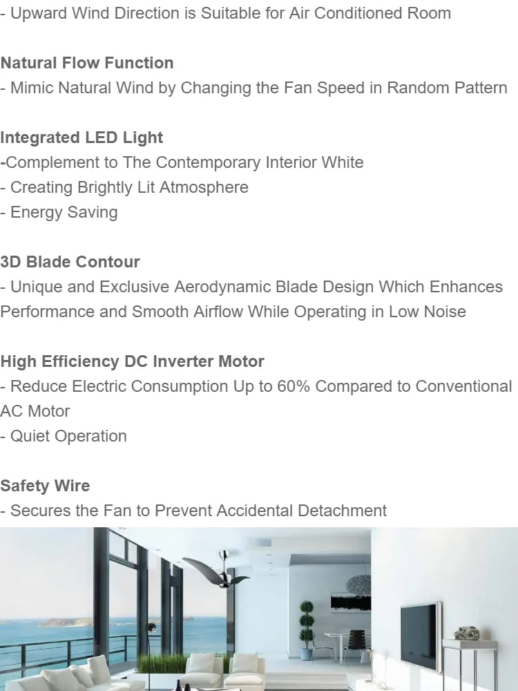 Joven Ceiling Fan JCFDRL2521 / JCFDRL2521MCH DC Inverter Motor Fan With LED Light (Mocha)