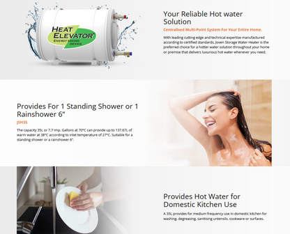 Joven JSH35HE/JSH35IBHE Heat Elevator Storage Water Heater