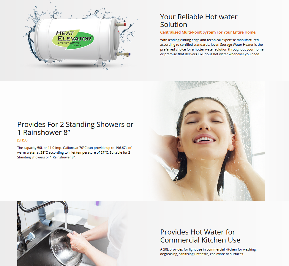 Joven JSH50HE/JSH50IBHE Heat Elevator Storage Water Heater