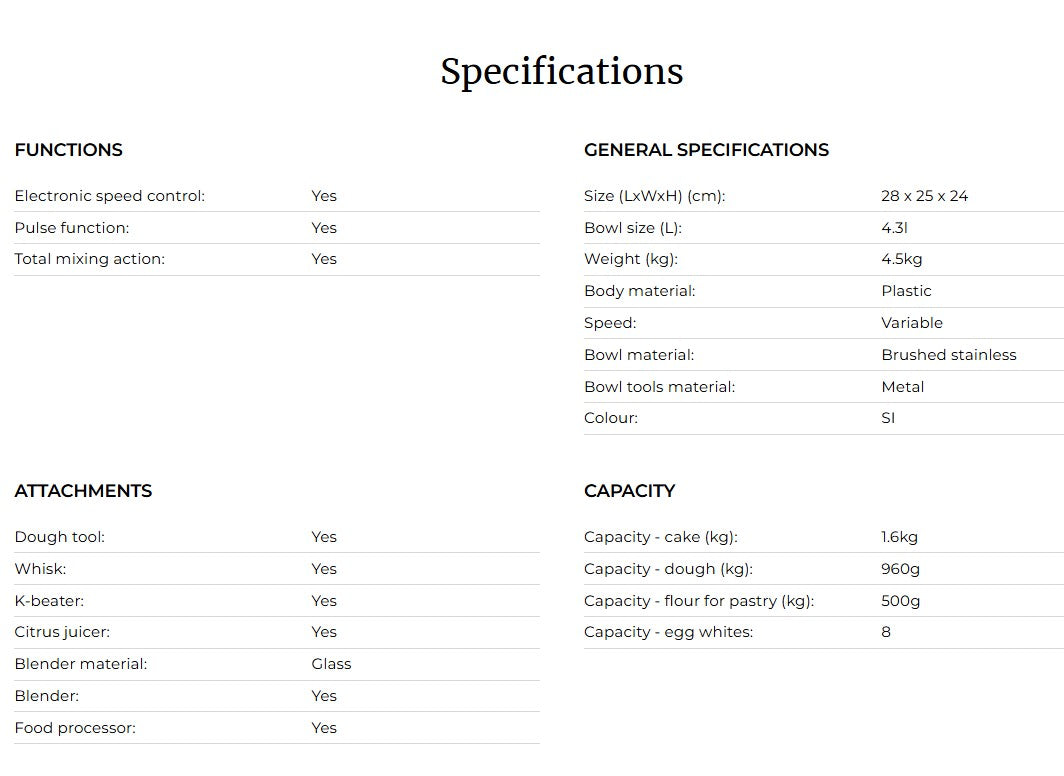 Kenwood cake Mixer KHC29 1000W with Multi Attachment - KHC29.JOSI PROSPERO