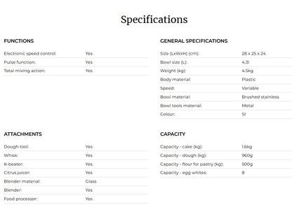 Kenwood cake Mixer KHC29 1000W with Multi Attachment - KHC29.JOSI PROSPERO