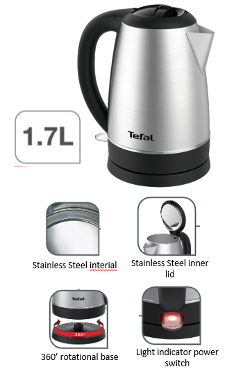 TEFAL HANDY STAINLESS STEEL KETTLE 1.7L KI800D/ KI800D65
