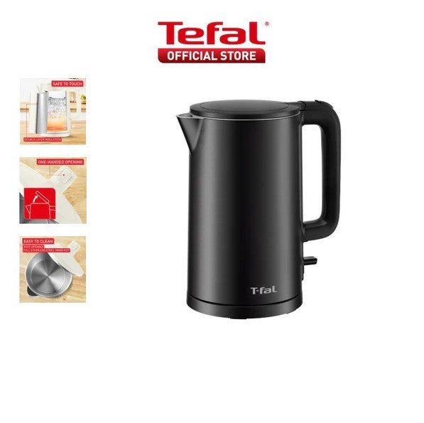 Tefal 1.5L Thermo Protect Kettle KO1408Y2 (Black) KO1408 (Double Wall Safe to Touch)