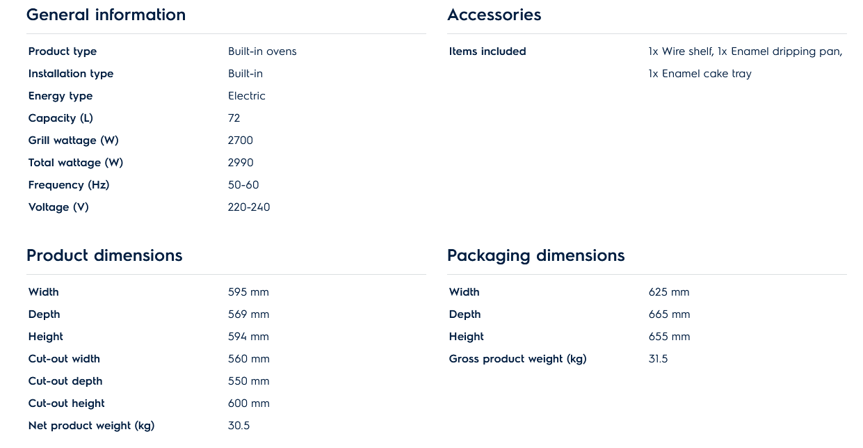Electrolux KODGH70TXA 60cm UltimateTaste 500 Built-in Single Oven with 72L Capacity
