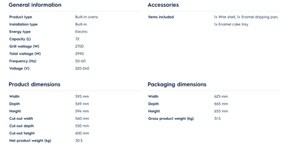 Electrolux KODGH70TXA 60cm UltimateTaste 500 Built-in Single Oven with 72L Capacity