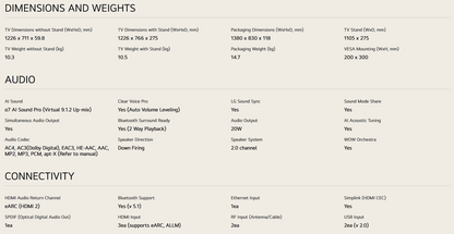 LG 55UA7350PSB 55 Inch LG 4K UHD AI TV UA73 HDR10 (2025)