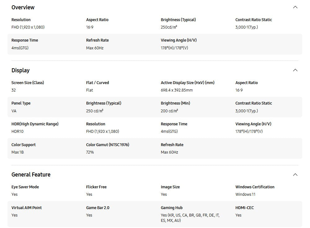 Samsung 32" Smart Monitor LS32DM500EEXXS M5 M50D FHD Black