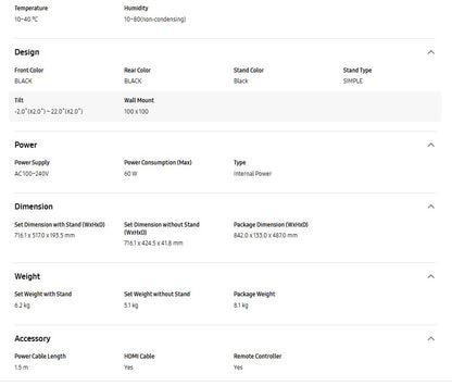 Samsung 32" Smart Monitor LS32DM500EEXXS M5 M50D FHD Black