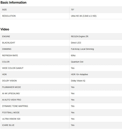 Toshiba 75" QLED Google Tv 75M550NP