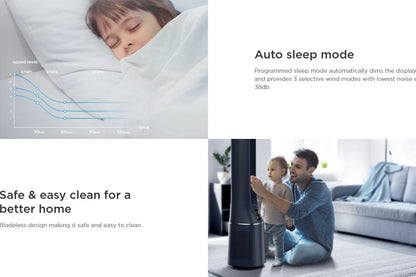 Midea Bladeless Fan with Air Purifier MBF-150P (Blue) SensiCool Technology (Air Volume ≥ 20 m³/min) MBF150P HEPA