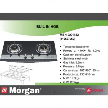 MORGAN 2 Burner BIH Glass Gas Stove MBH-GC1122 / MBHGC1122