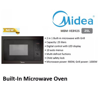 Midea Combo Offer MBO-M1865 65L Built In 60cm Oven + MBM-VE8925 25L Built-In Microwave Oven 900W / MBOM1865 / MBMVE8925