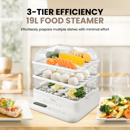 Russell Taylors 3-Tier Food Steamer with Stainless Steel Tray (19L) MC30