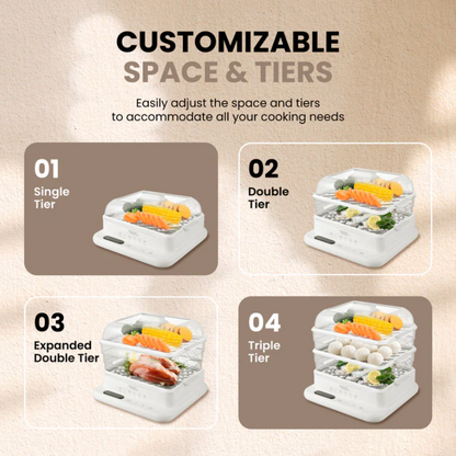 Russell Taylors 3-Tier Food Steamer with Stainless Steel Tray (19L) MC30