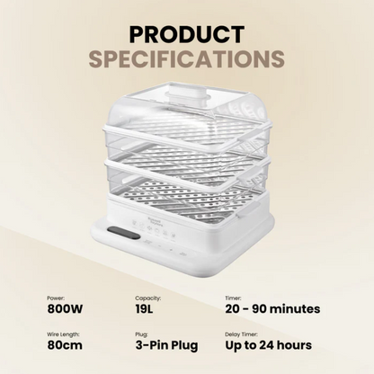 Russell Taylors 3-Tier Food Steamer with Stainless Steel Tray (19L) MC30