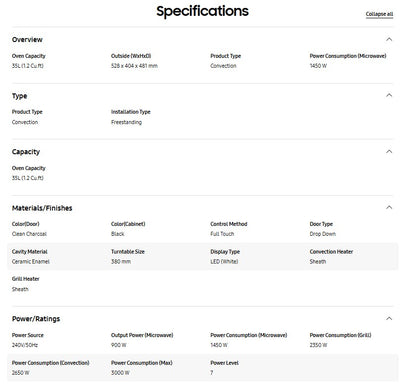 SAMSUNG 35L Convection Microwave Oven with HOT BLAST MC35R8088LC/SM / MC35R8088LCSM