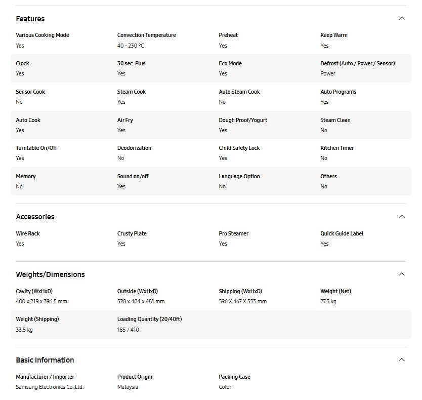SAMSUNG 35L Convection Microwave Oven with HOT BLAST MC35R8088LC/SM / MC35R8088LCSM