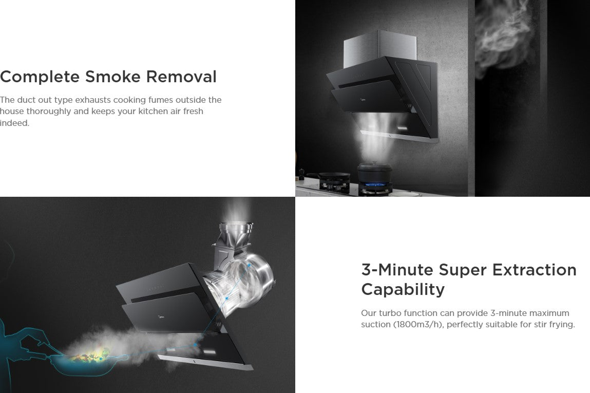 Midea Premium Cooker Hood MCH-90B65 [Duct Out Only] MCH90B65
