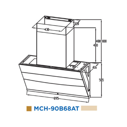 MIDEA Cooker Hood  MCH-90B68AT / MCH90B68AT (Duct out only)
