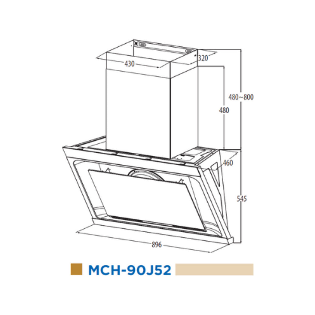 Midea Cooker Hood MCH-90J52 (Duct Out Only) MCH90J52