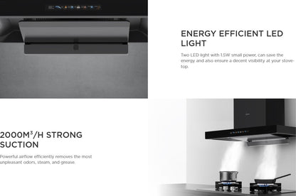 MIDEA Cooker Hood Auto STEAM WASH MCH-90M80AT (FREE DUCT CAP) MCH90M80AT