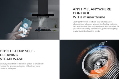 MIDEA Cooker Hood Auto STEAM WASH MCH-90M80AT (FREE DUCT CAP) MCH90M80AT