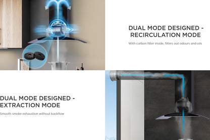 Midea 1400m3/hr Cooker Hood MCH-90V71 3 speed MCH90V71 with Charcoal filter