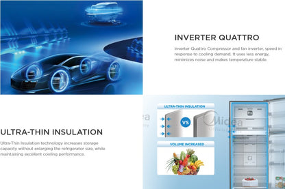 MIDEA 200L Refrigerator Two Door Fridge Inverter MDRT268MTB28-MY/ MDRT268MTB28MY / MDRT268MTB28