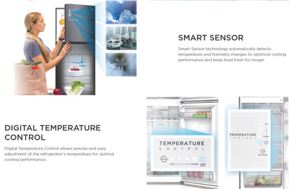 MIDEA 200L Refrigerator Two Door Fridge Inverter MDRT268MTB28-MY/ MDRT268MTB28MY / MDRT268MTB28