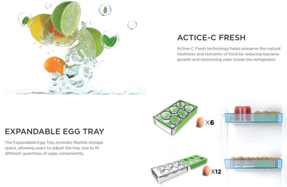 MIDEA 200L Refrigerator Two Door Fridge Inverter MDRT268MTB28-MY/ MDRT268MTB28MY / MDRT268MTB28