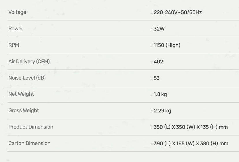 Mistral 10" Exhaust Fan Wall-mount MEF101 Low Noise (Off White)