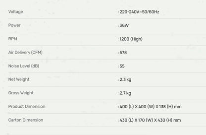 Mistral 12" Exhaust Fan Wall-mount MEF121 Low Noise (Off White)