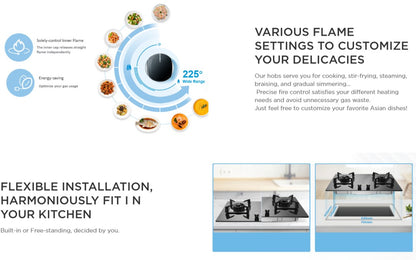 Midea 2 Burner Built-in Gas Hob - MGH-4360GL / MGH4360GL Black