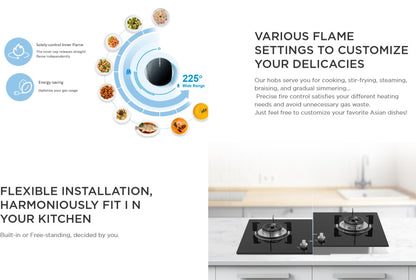 Midea 2 Burners Built-in Gas Hob MGH-76Q60B / MGH76Q60B Black